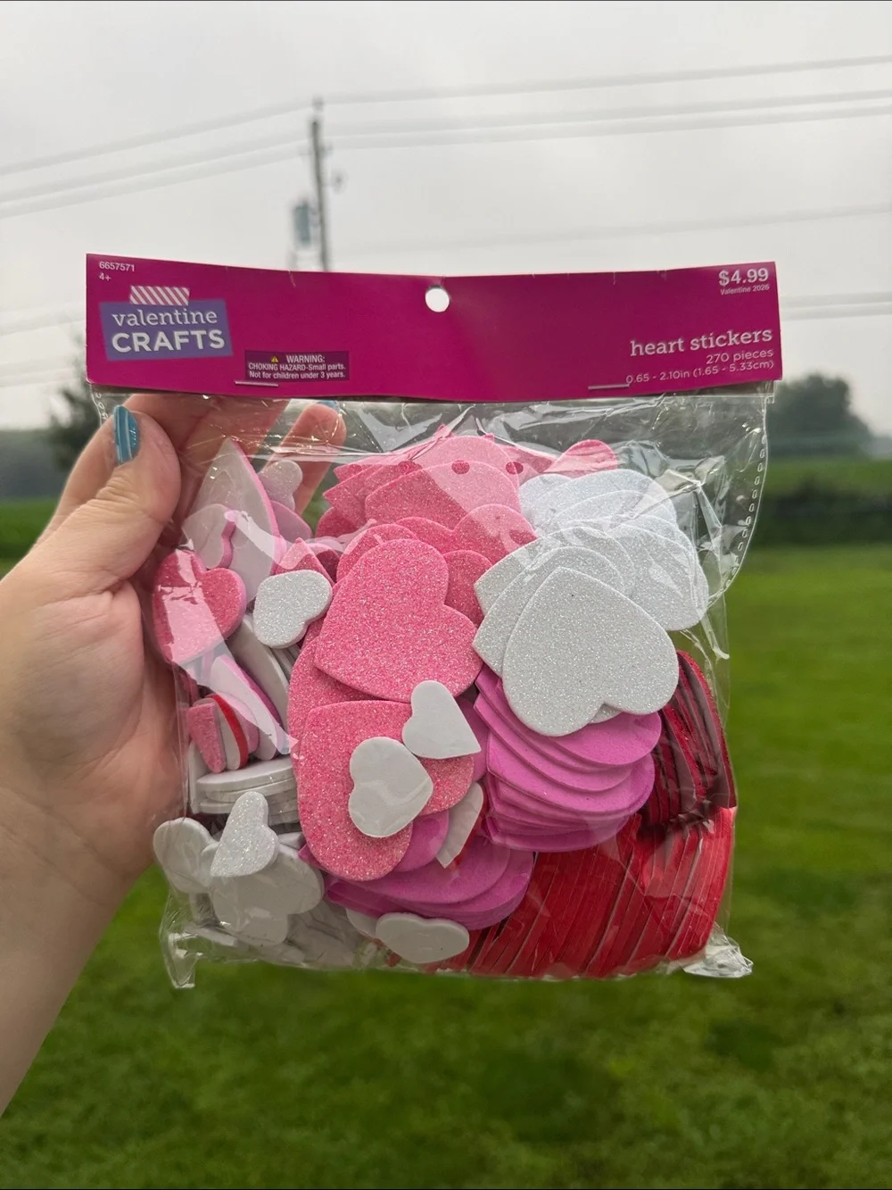 Pink & White Heart Stickers - Pack of Decorative Foam Hearts